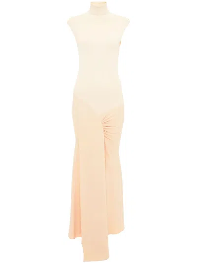Victoria Beckham Knitted-panel Cap-sleeve Maxi Dress In Pink