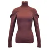 Victoria Beckham Knitted Turtleneck Sweater In Brown Wool In Brown