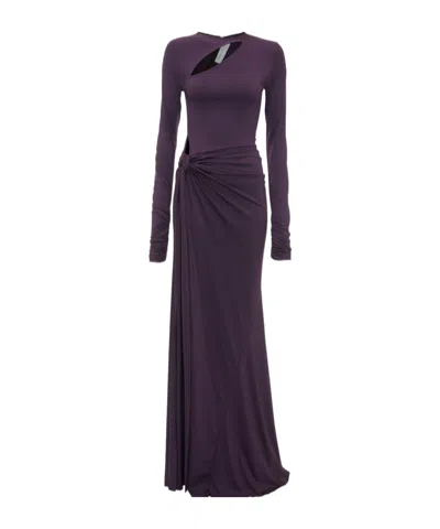 VICTORIA BECKHAM KNOT-DETAIL LONG-SLEEVE GOWN