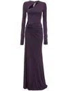 Victoria Beckham Tie-front Cut-out Gown In Fig