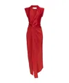 Victoria Beckham Womens Cardinal Red Asymmetric Plunge Stretch-woven Maxi Dress