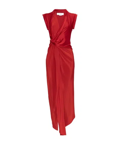 Victoria Beckham Womens Cardinal Red Asymmetric Plunge Stretch-woven Maxi Dress