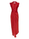 Victoria Beckham Womens Cardinal Red Asymmetric Plunge Stretch-woven Maxi Dress In Red
