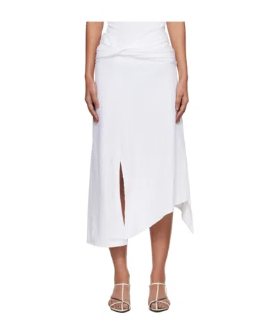 Victoria Beckham Knot Detail Midi Skirt In White