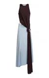 Victoria Beckham Knotted Cutout Jersey Midi Dress In Ebony Iceberg