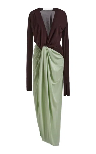 Victoria Beckham Knotted Jersey Gown In Multicolor
