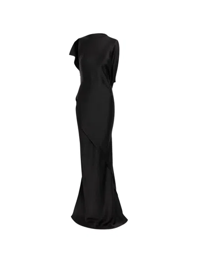 Victoria Beckham Kyra Asymmetric Ruffled Maxi Dress In Black