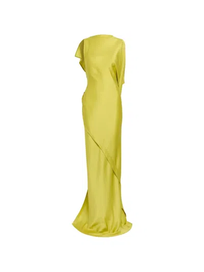Victoria Beckham Kyra Asymmetric Ruffled Maxi Dress In Yellow