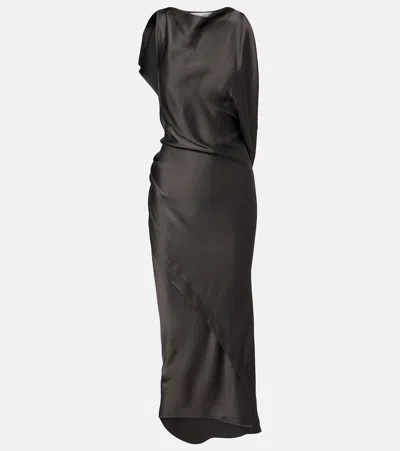 Victoria Beckham Kyra Asymmetric Midi Dress In Gray