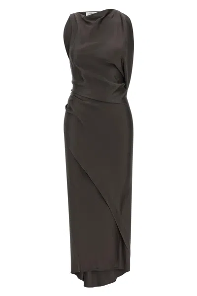Victoria Beckham Kyra Draped Ruffle Dress In Black