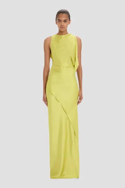 Victoria Beckham Kyra Gown In Chartreuse In Yellow
