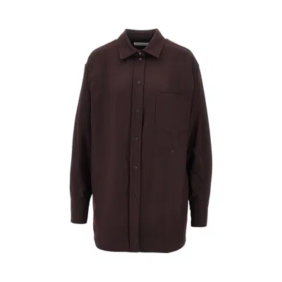 Victoria Beckham L Flannel Shirt In Burgundy