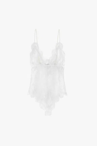 Victoria Beckham Lace Bodysuit In Ivory In White