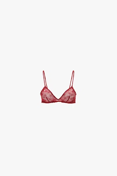 Victoria Beckham Lace Bra In Poppy Red In Burgundy