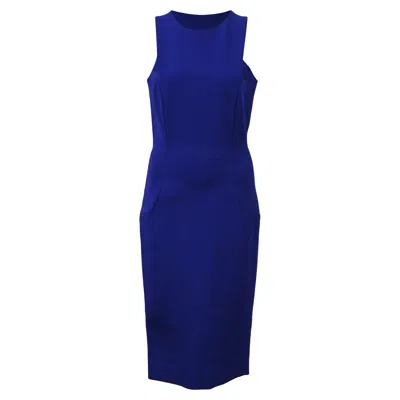 Victoria Beckham Lace Detail Midi Length Dress In Blue Viscose