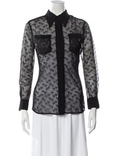 Pre-owned Victoria Beckham Lace Lace Pattern Button-up Top In Black