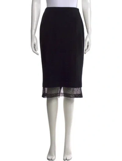 Pre-owned Victoria Beckham Lace Pattern Midi Length Skirt In Black
