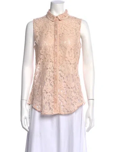 Pre-owned Victoria Beckham Lace Pattern Sleeveless Blouse In Orange