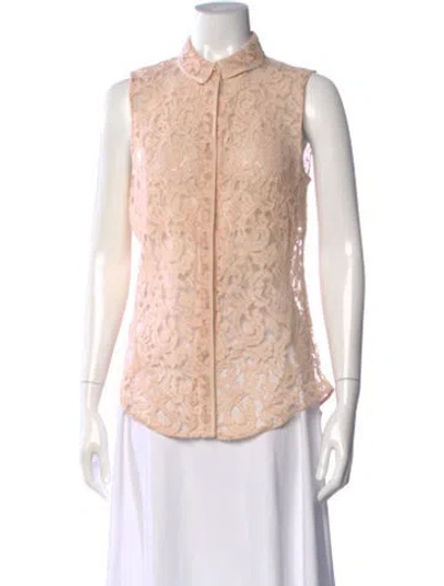 Pre-owned Victoria Beckham Lace Pattern Sleeveless Blouse In Pink