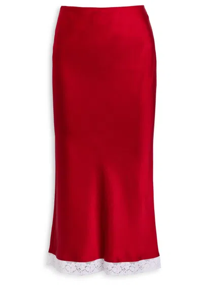 Victoria Beckham Lace Trim Satin Midi Slip Skirt