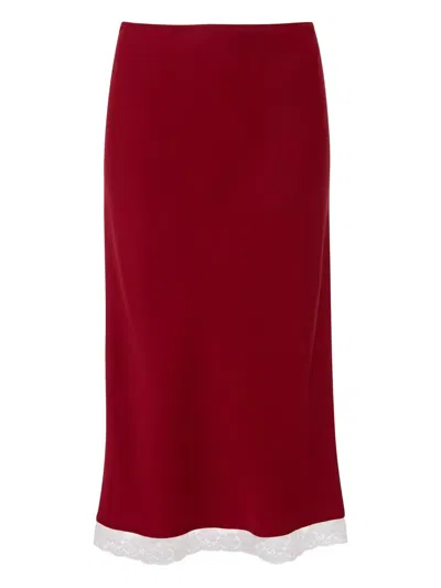 Victoria Beckham Lace Trim Slip Midi Skirt