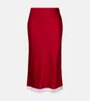 Victoria Beckham Lace-trimmed Satin Midi Skirt In Red