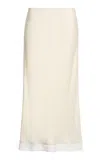 Victoria Beckham Lace Trimmed Satin Midi Skirt In Ivory
