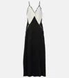 Victoria Beckham Lace-trimmed Satin Midi Dress In Black