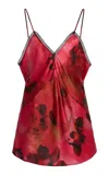 Victoria Beckham Lace Trimmed Satin Midi Dress In Multi