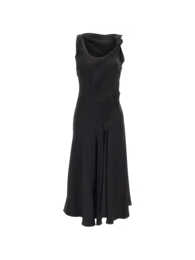 Victoria Beckham Lace-detail Asymmetric Dress In Black