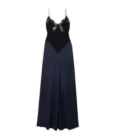 Victoria Beckham Lace-trimmed Crepe And Satin-crepe Gown In Blue