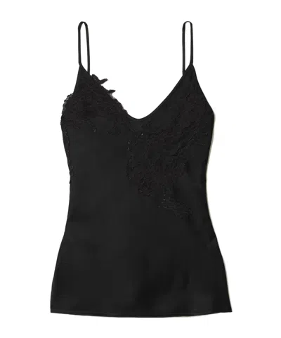 Victoria Beckham Lace-trimmed Satin-crepe Camisole In Black