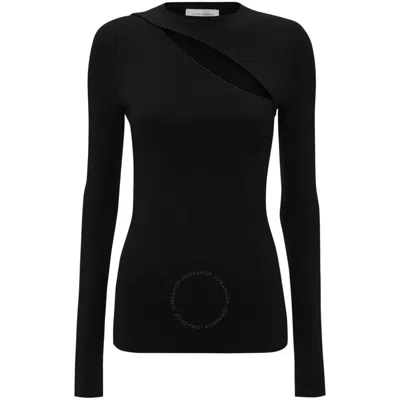 Victoria Beckham Ladies Black Cut-out Ribbed-knit Top