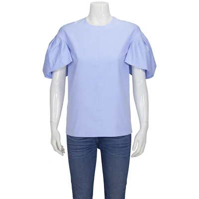 Victoria Beckham Ladies Knit Tops Light Blue Tuck Sleeve Top