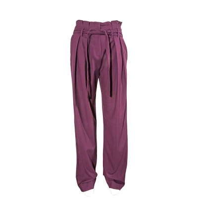 Victoria Beckham Ladies Pants Purple 2 Pleat Tie Pant