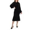 Victoria Beckham Black Flared Midi Knit Skirt In Black