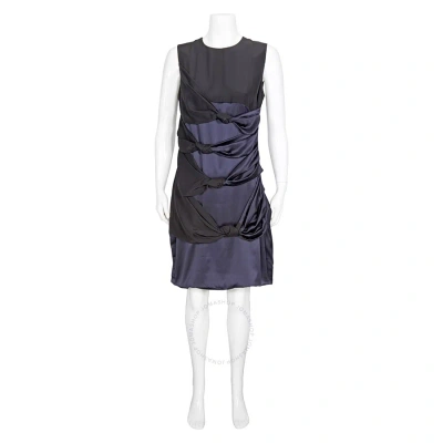 Victoria Beckham Ladies Silk Knee-length Dress In Black/blue