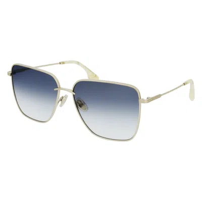 Victoria Beckham Groove Square Metal Sungalsses In Gold / Blue