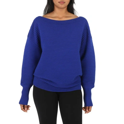 Victoria Beckham Ladies Sweaters Blue One Shoulder Sweater