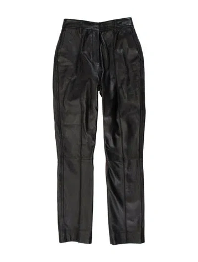 Pre-owned Victoria Beckham Lamb Leather Straight Leg Pants In Gray