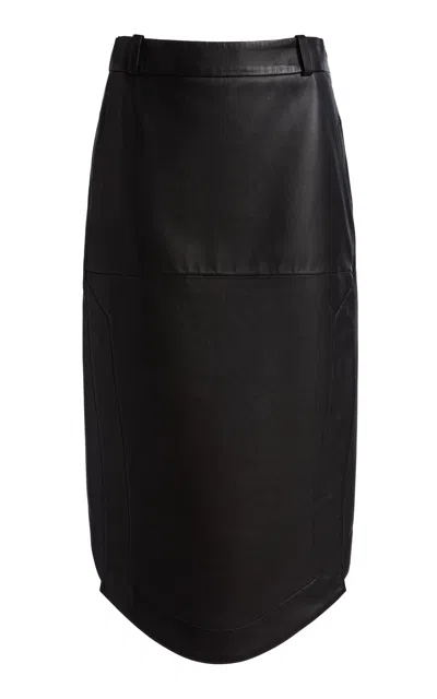 Victoria Beckham Lamb Leather Wrap Midi Skirt In Black