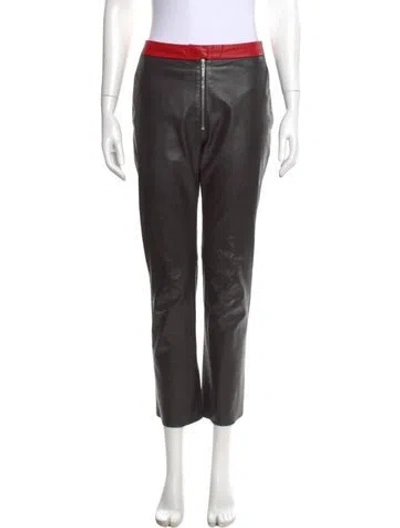 Pre-owned Victoria Beckham Lambskin Straight Leg Pants In Black