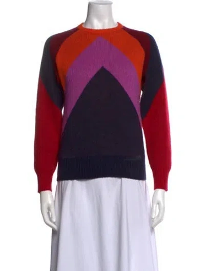 Pre-owned Victoria Beckham Lambswool Colorblock Pattern Sweater In Red