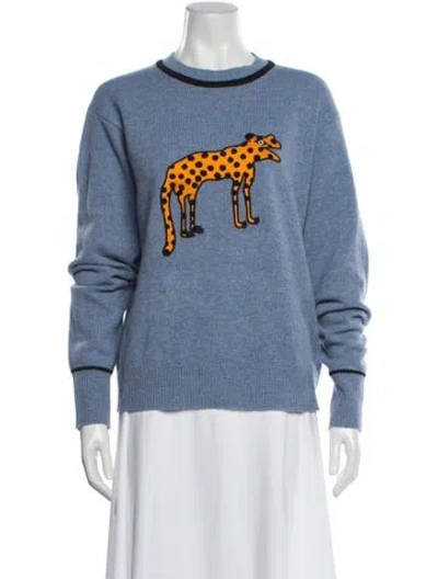 Pre-owned Victoria Beckham Lambswool Graphic Print Sweater In Blue