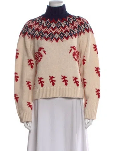 Pre-owned Victoria Beckham Lambswool Graphic Print Sweater W/ Tags In Neutral