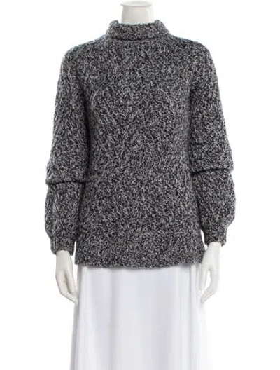 Pre-owned Victoria Beckham Lambswool Mock Neck Sweater In Blue