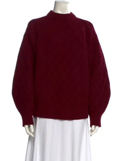 Pre-owned Victoria Beckham Lambswool Mock Neck Sweater In Burgundy