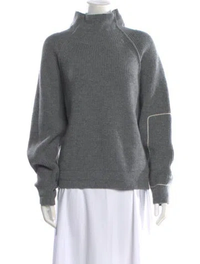 Pre-owned Victoria Beckham Lambswool Mock Neck Sweater In Gray