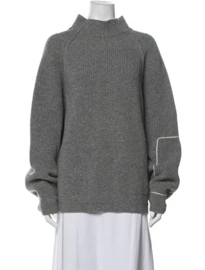 Pre-owned Victoria Beckham Lambswool Mock Neck Sweater In Gray
