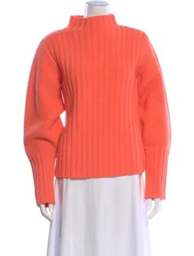 Pre-owned Victoria Beckham Lambswool Mock Neck Sweater In Orange